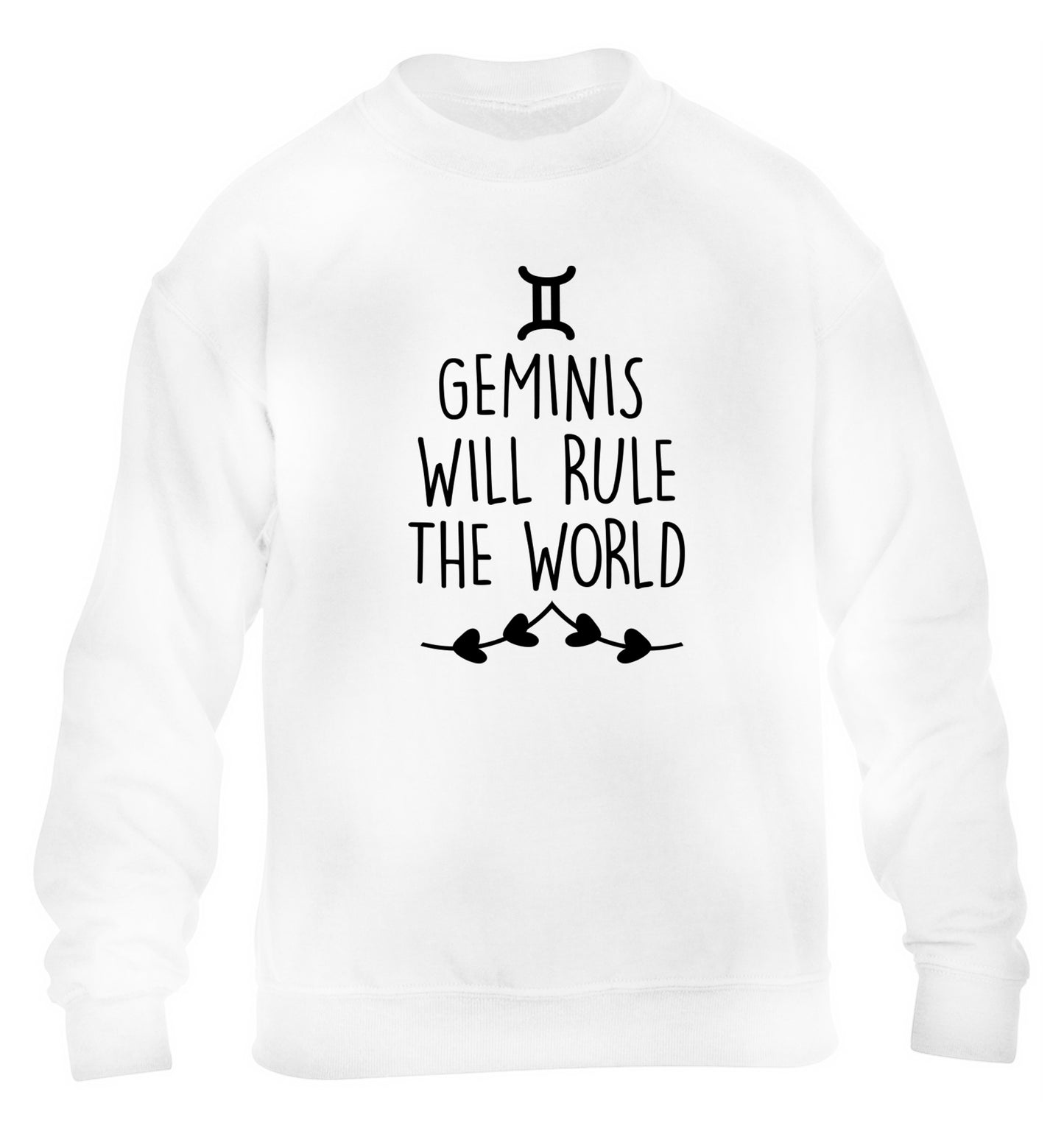 Geminis will rule the world children's white sweater 12-13 Years