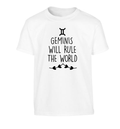 Geminis will rule the world Children's white Tshirt 12-13 Years
