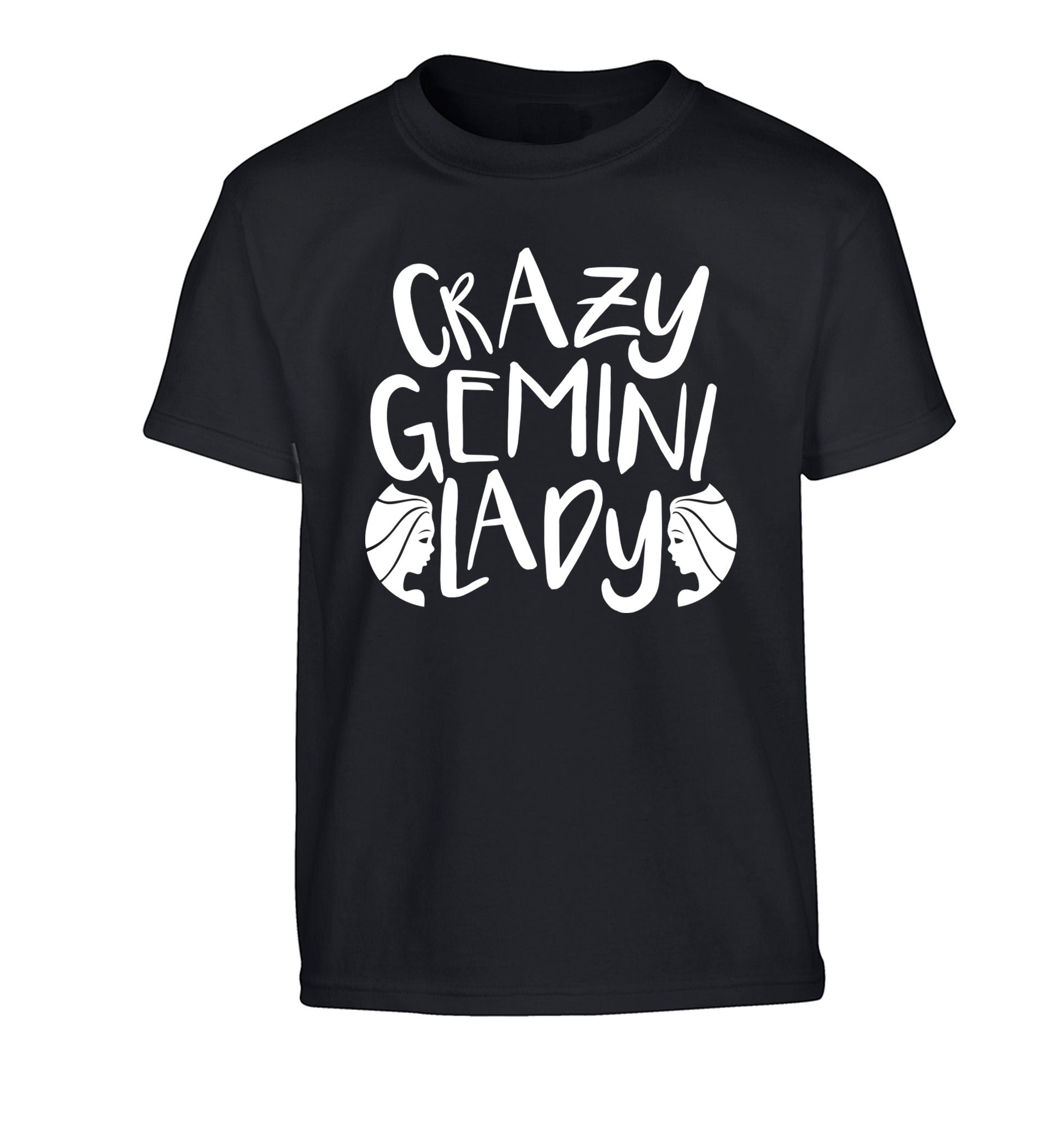 Crazy Gemini lady Children's black Tshirt 12-13 Years