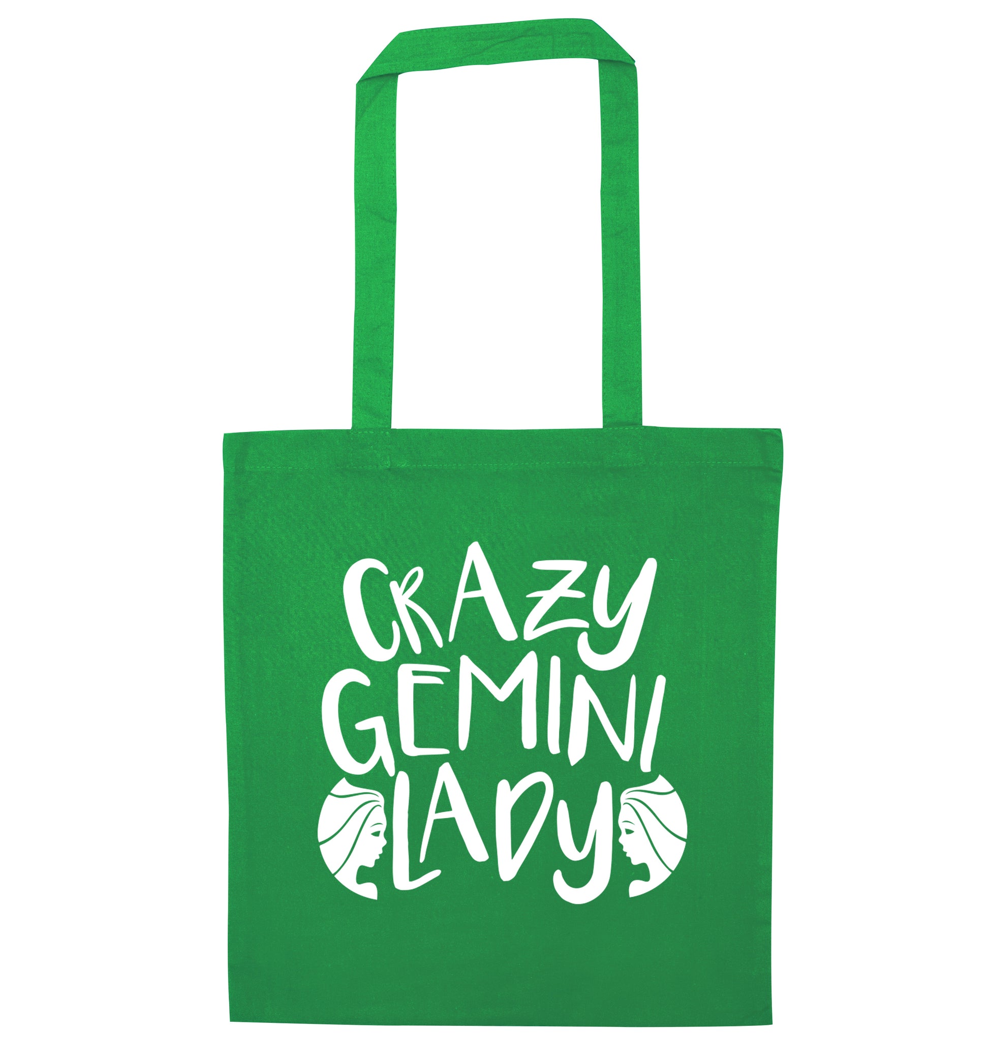 Crazy Gemini lady green tote bag