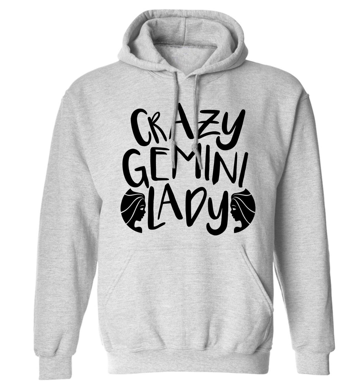 Crazy Gemini lady adults unisex grey hoodie 2XL