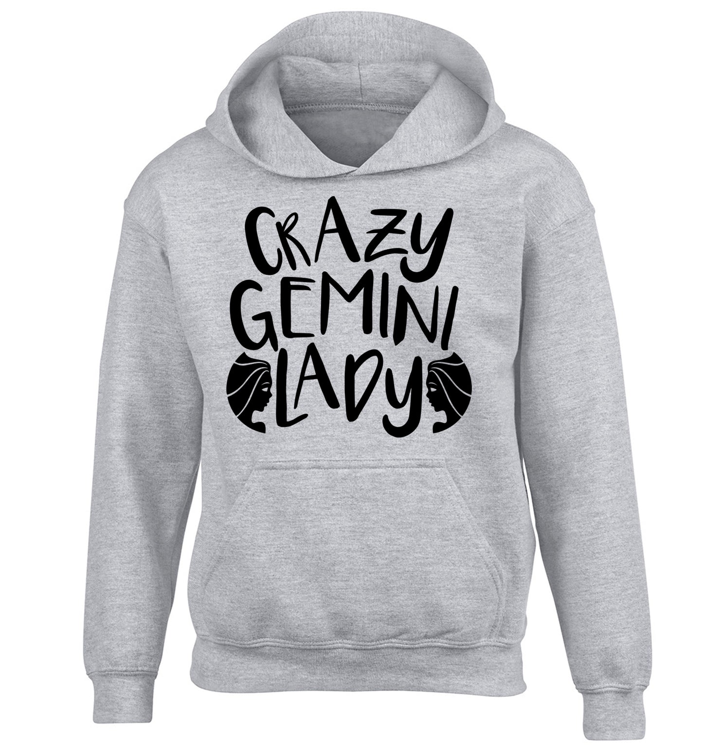 Crazy Gemini lady children's grey hoodie 12-13 Years