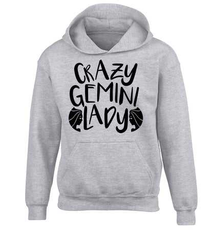 Crazy Gemini lady children's grey hoodie 12-13 Years
