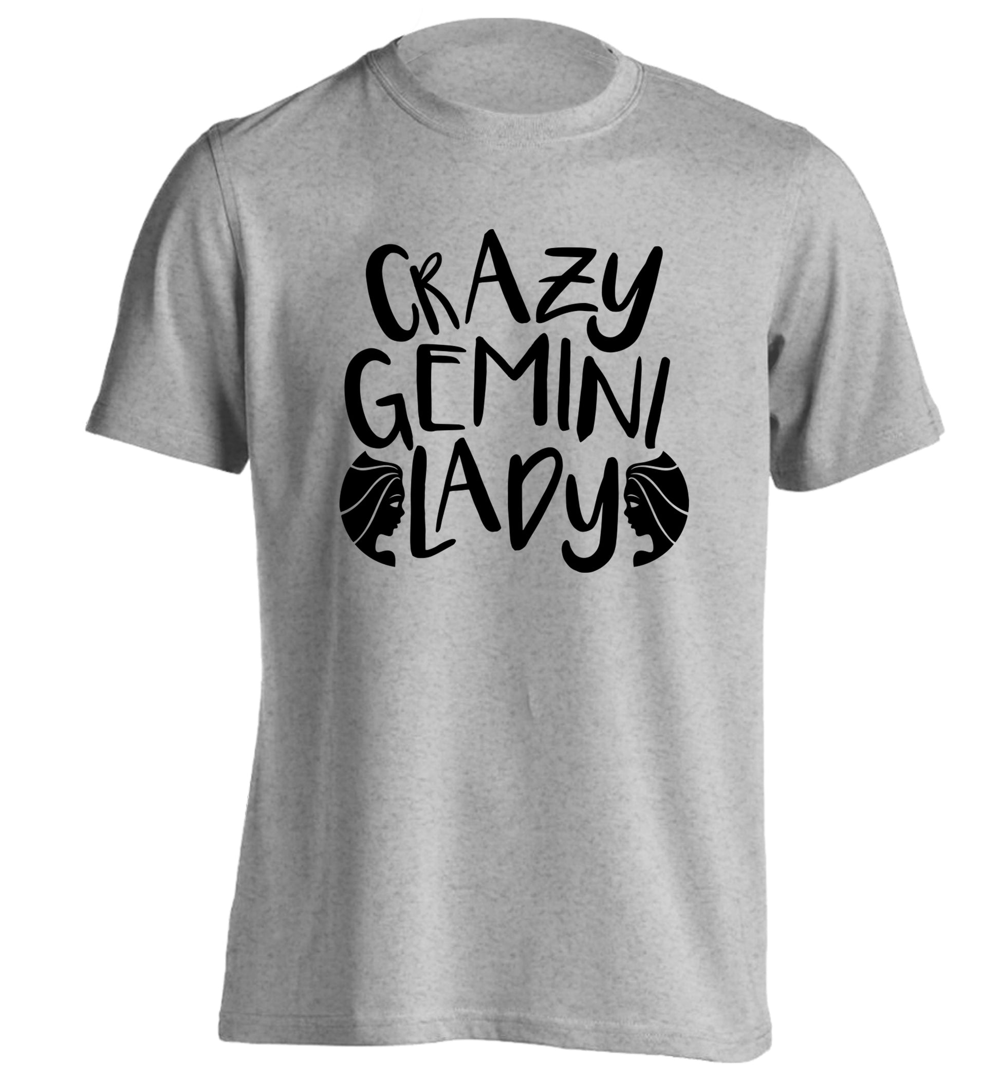 Crazy Gemini lady adults unisex grey Tshirt 2XL