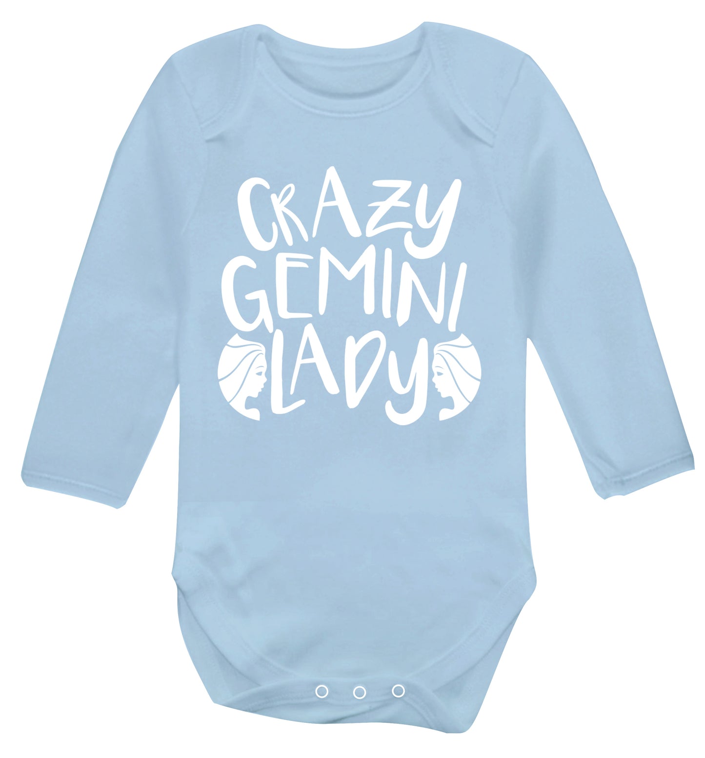 Crazy Gemini lady Baby Vest long sleeved pale blue 6-12 months