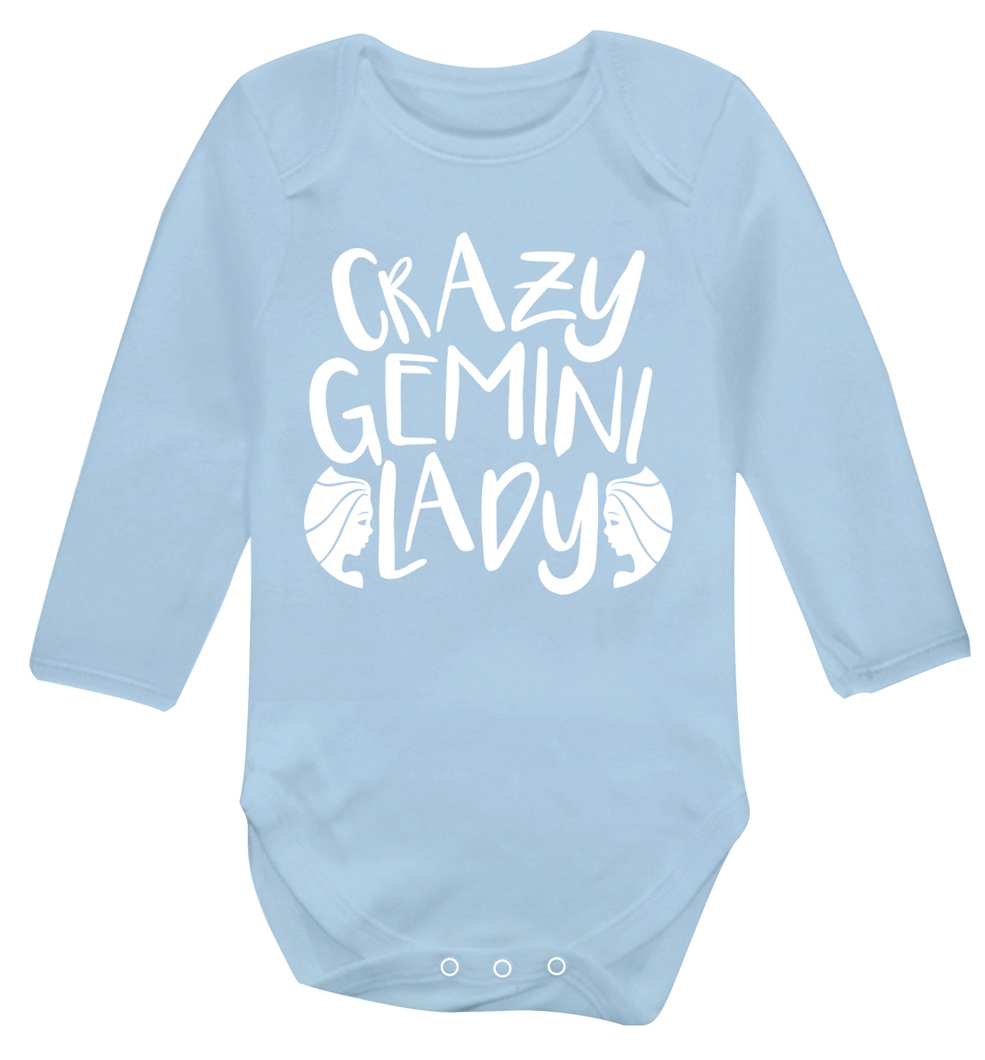 Crazy Gemini lady Baby Vest long sleeved pale blue 6-12 months