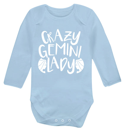 Crazy Gemini lady Baby Vest long sleeved pale blue 6-12 months