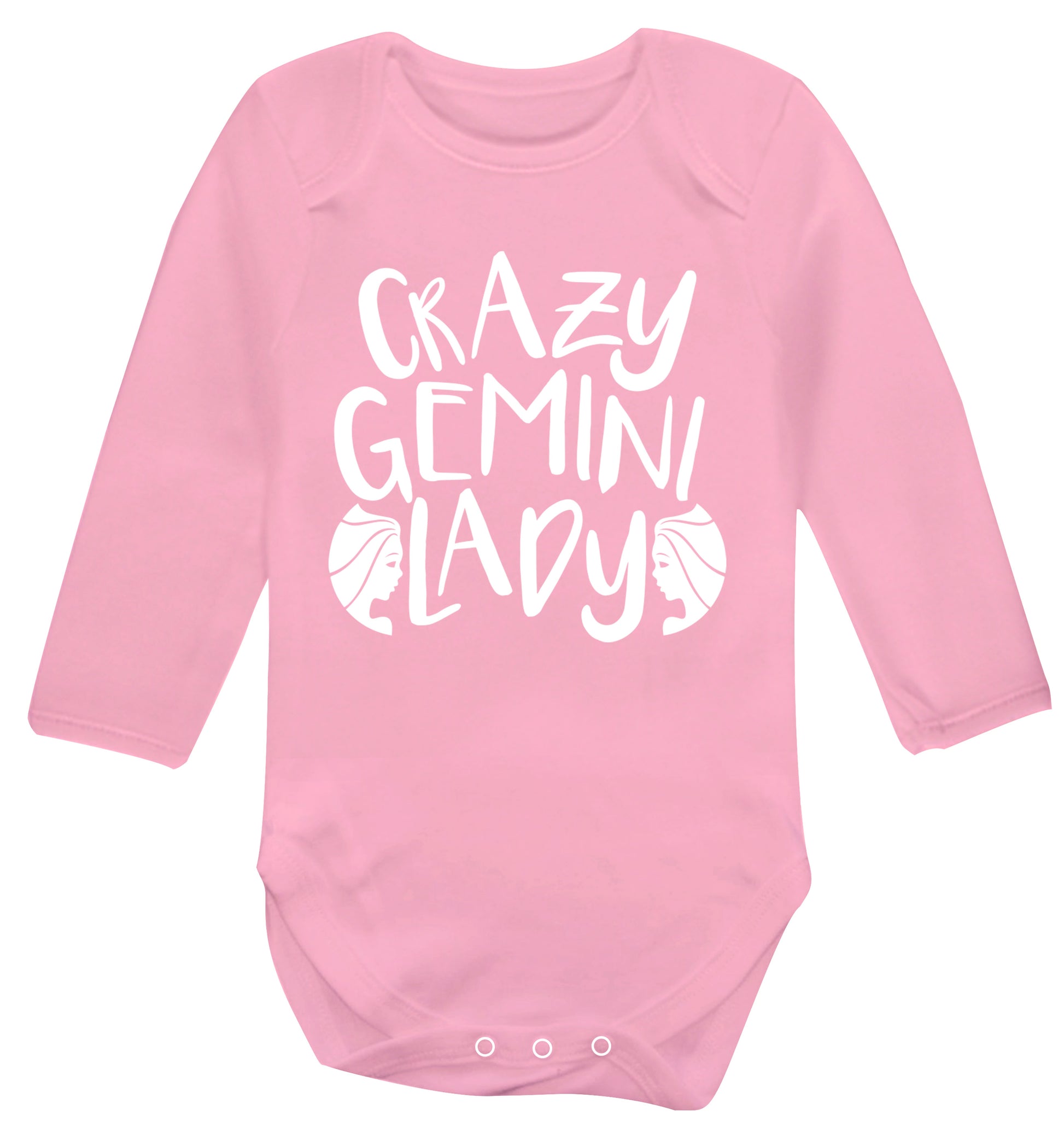 Crazy Gemini lady Baby Vest long sleeved pale pink 6-12 months