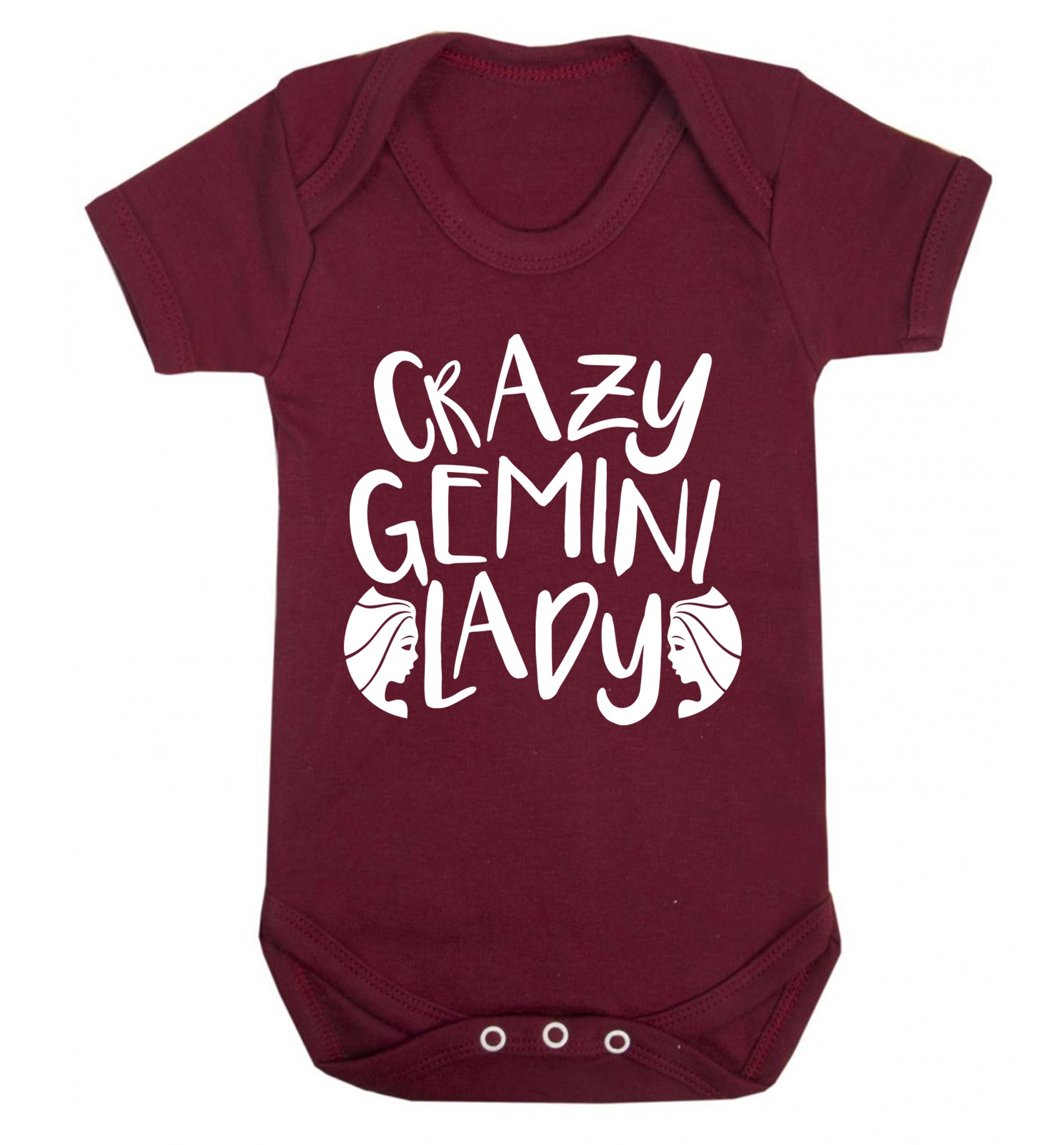 Crazy Gemini lady Baby Vest maroon 18-24 months