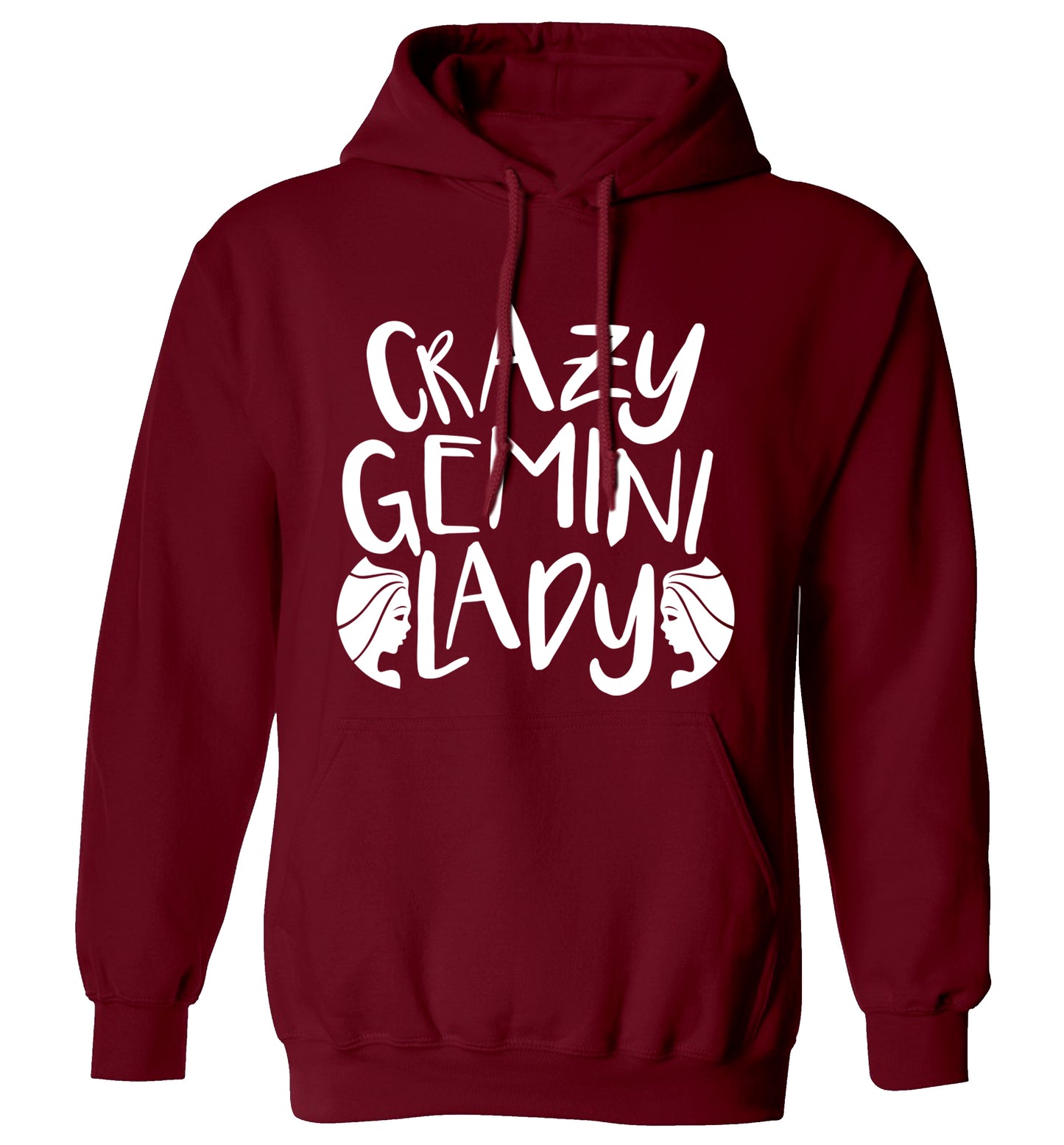 Crazy Gemini lady adults unisex maroon hoodie 2XL