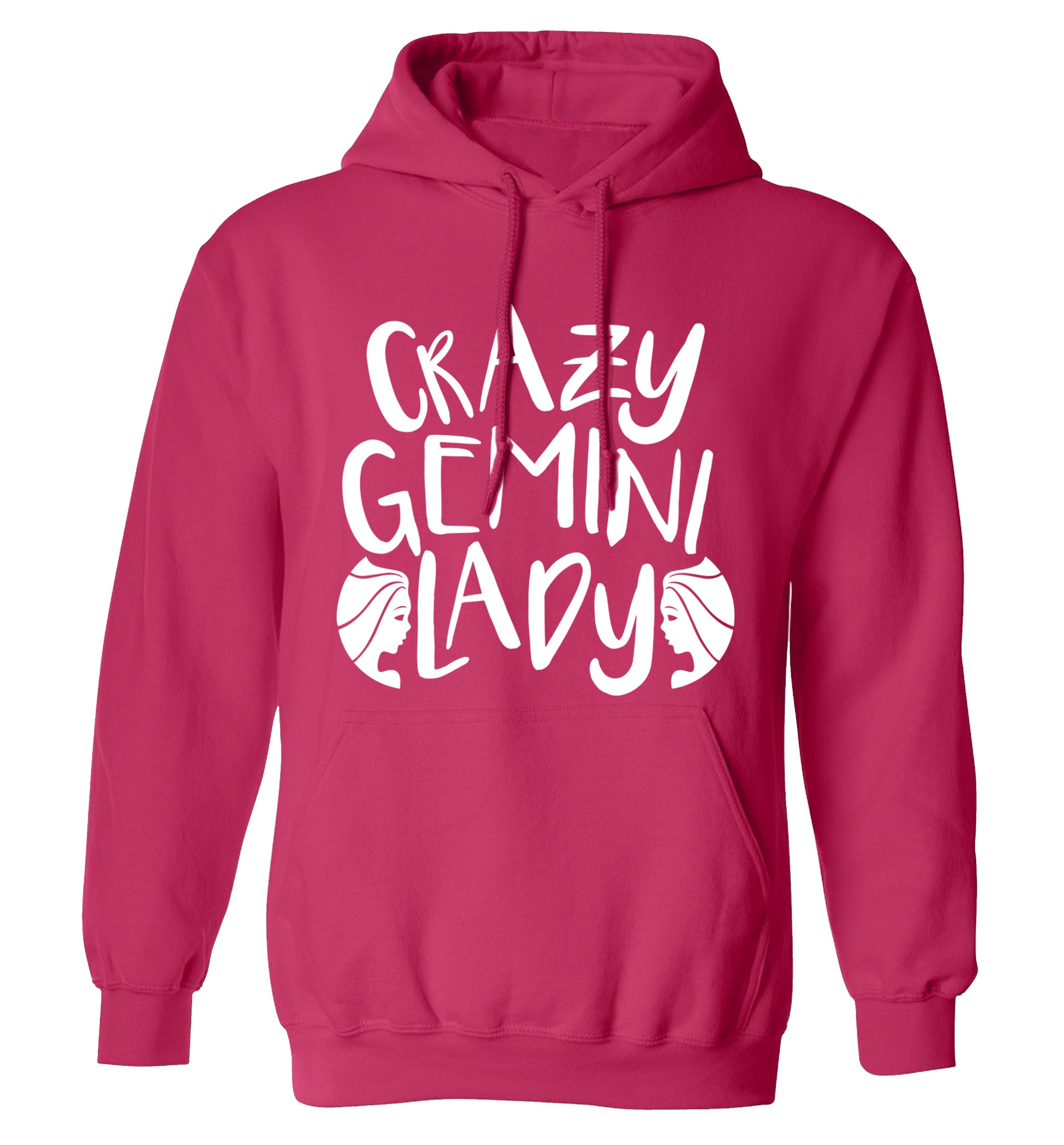 Crazy Gemini lady adults unisex pink hoodie 2XL