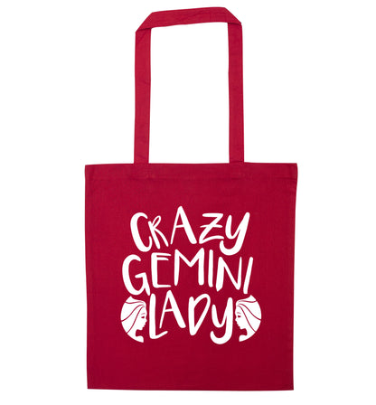 Crazy Gemini lady red tote bag