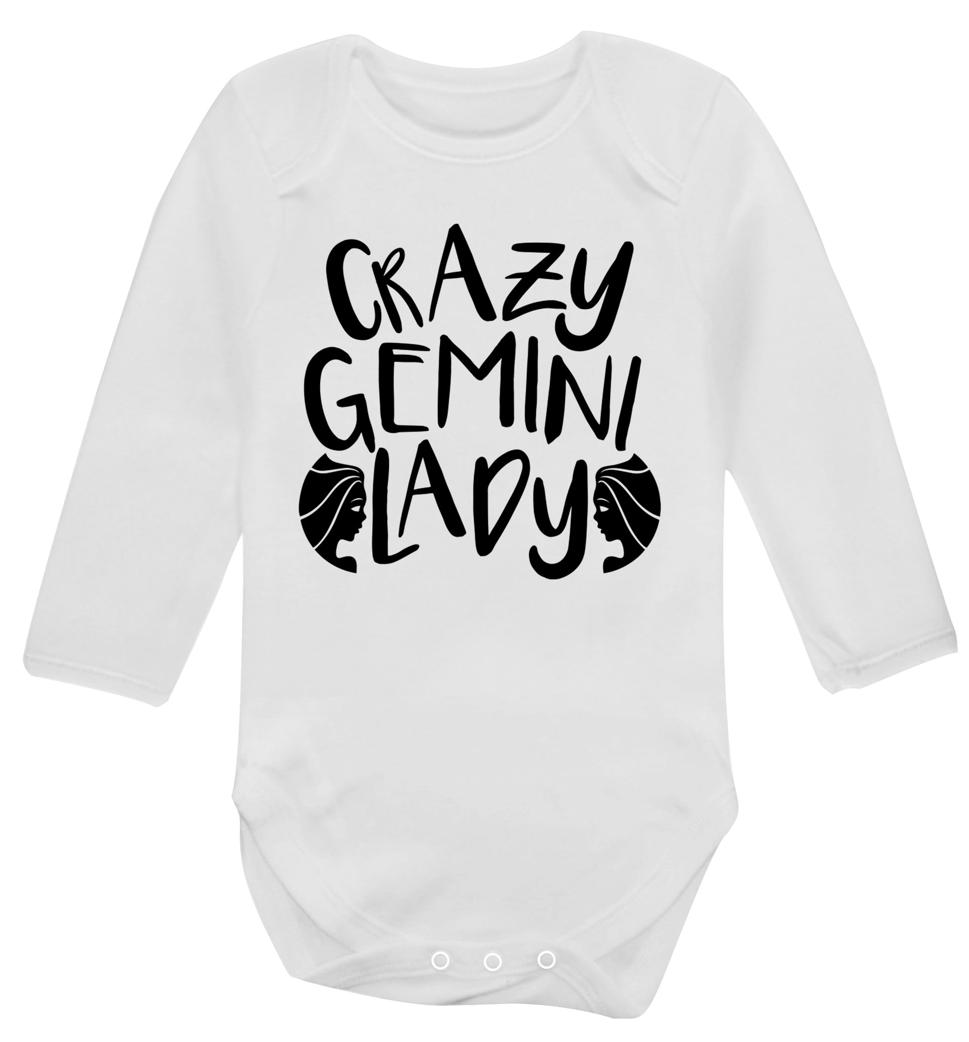 Crazy Gemini lady Baby Vest long sleeved white 6-12 months