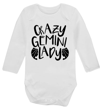 Crazy Gemini lady Baby Vest long sleeved white 6-12 months
