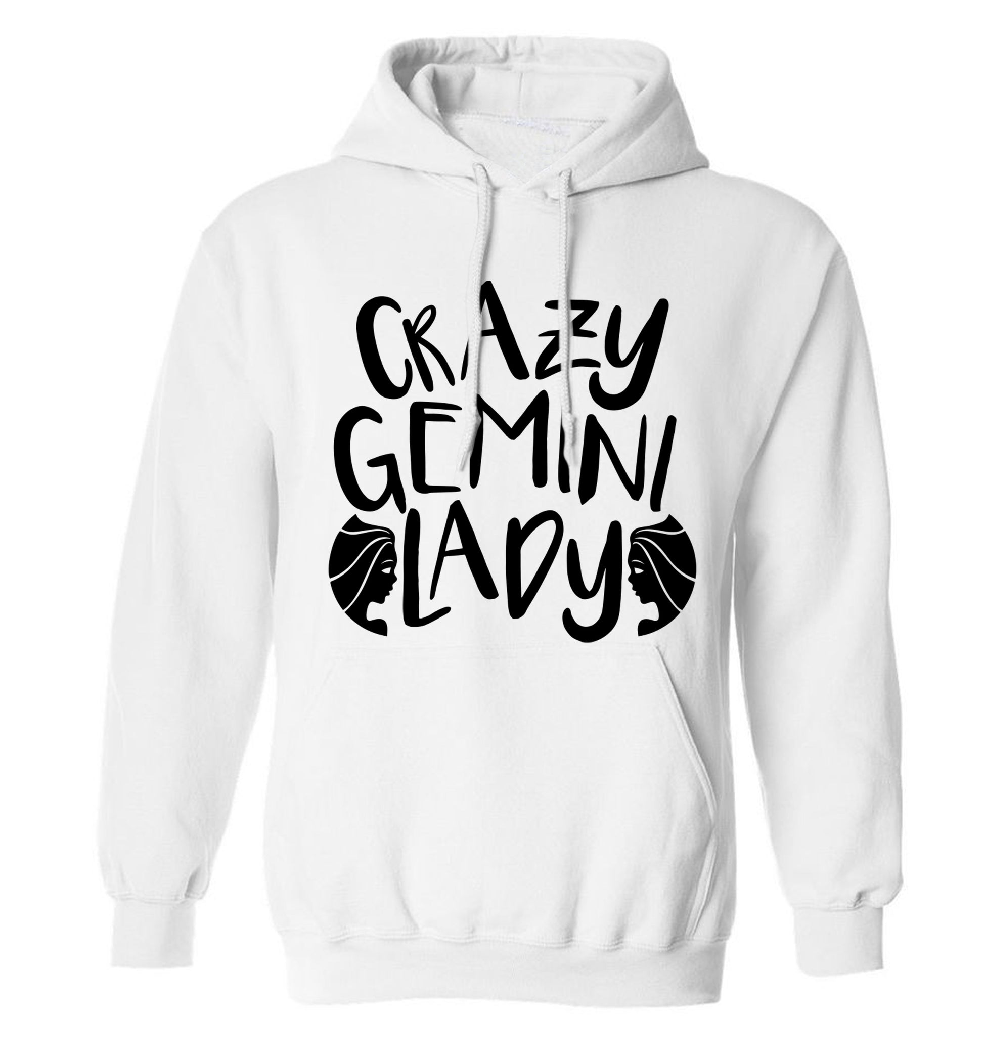 Crazy Gemini lady adults unisex white hoodie 2XL