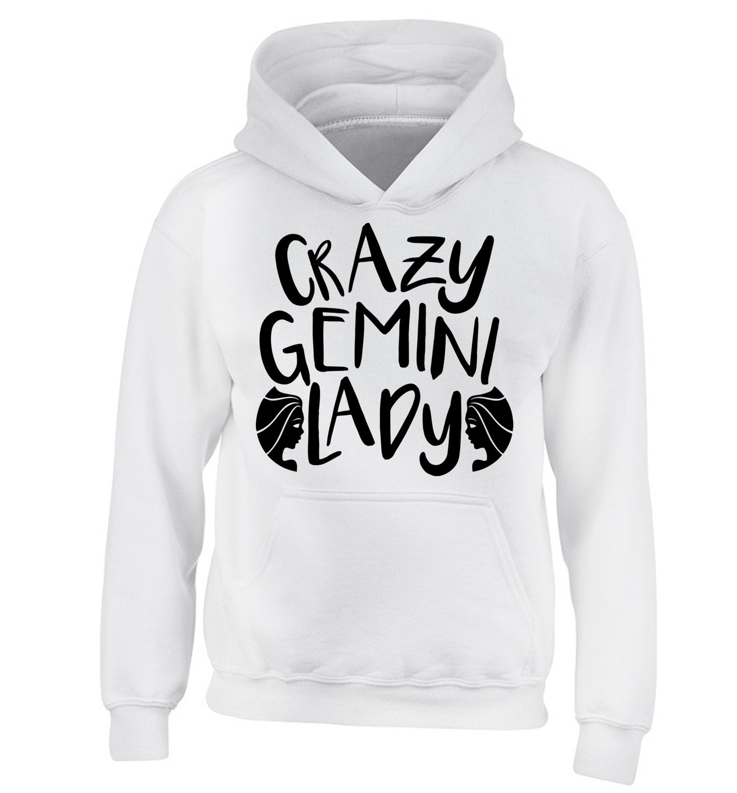 Crazy Gemini lady children's white hoodie 12-13 Years