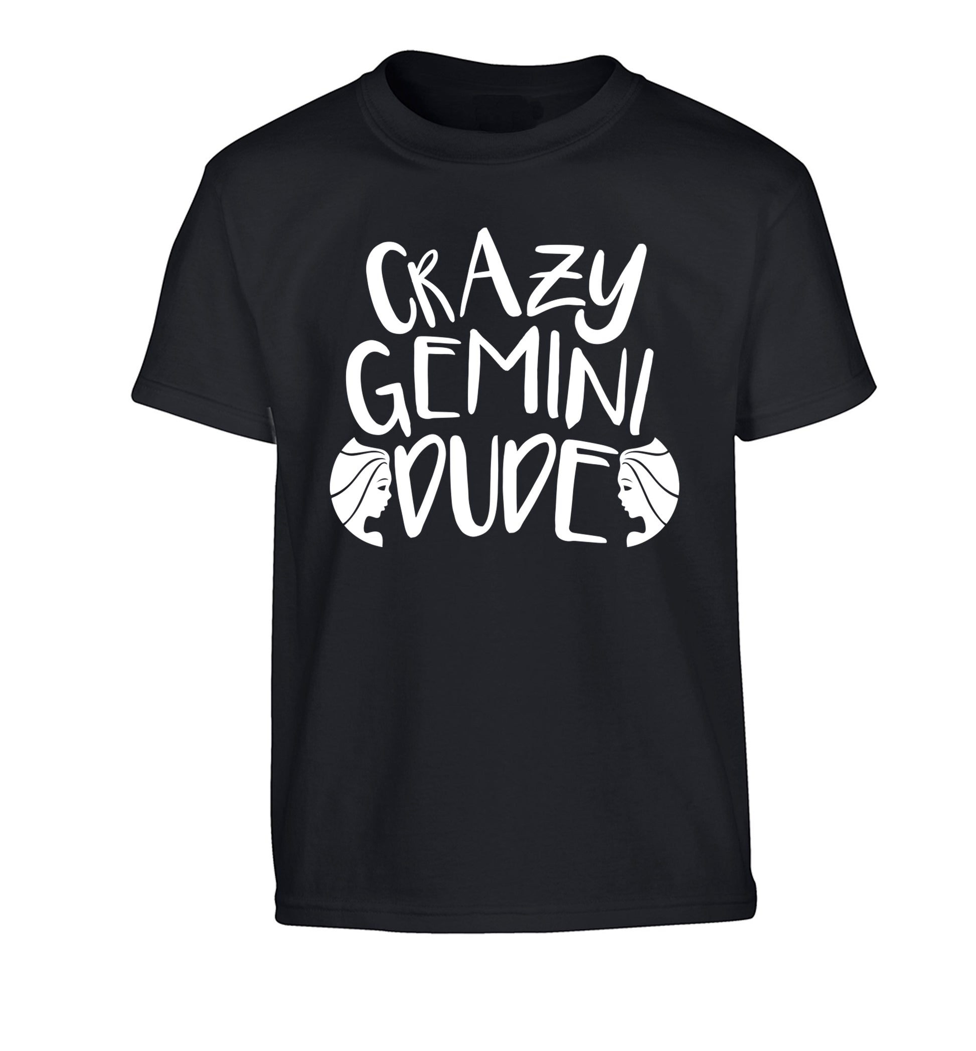 Crazy Gemini dude Children's black Tshirt 12-13 Years