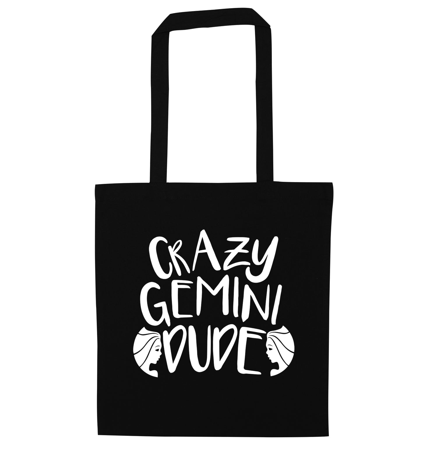 Crazy Gemini dude black tote bag