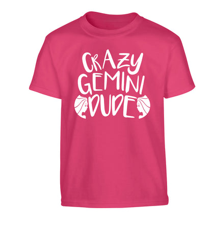 Crazy Gemini dude Children's pink Tshirt 12-13 Years
