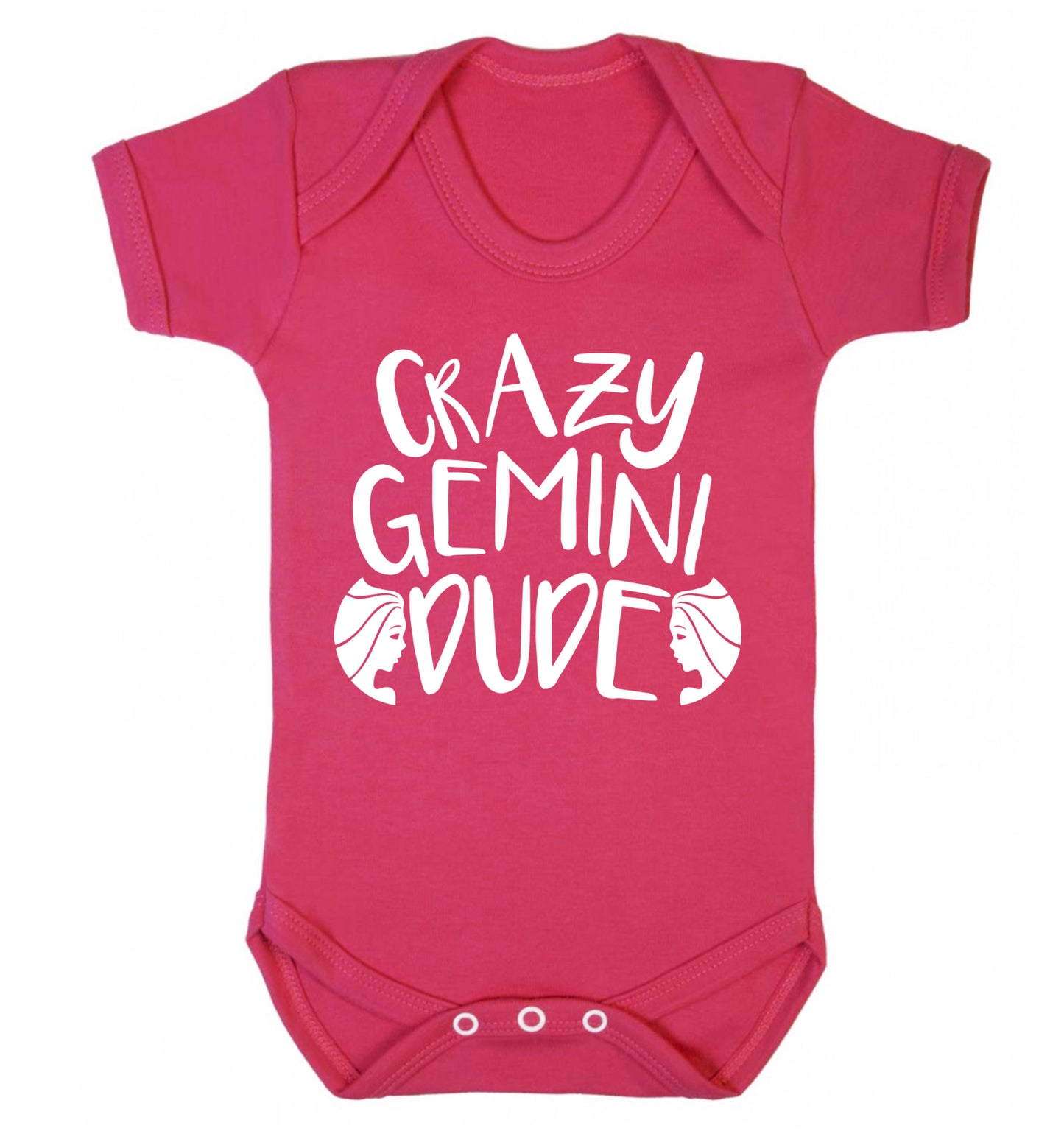 Crazy Gemini dude Baby Vest dark pink 18-24 months