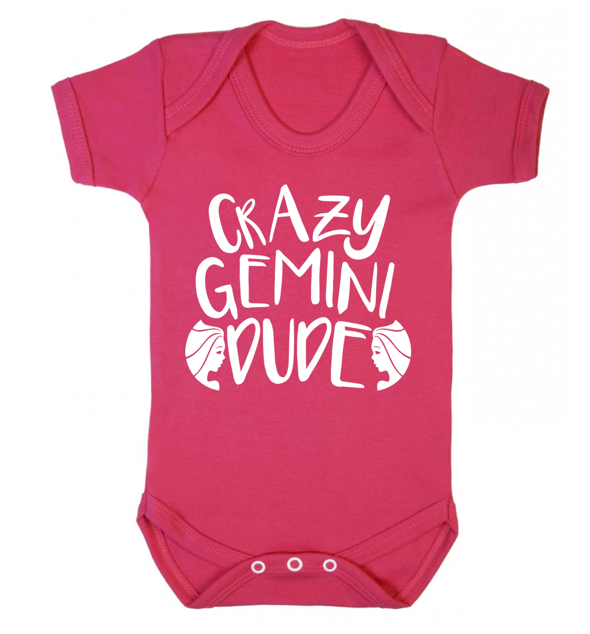 Crazy Gemini dude Baby Vest dark pink 18-24 months