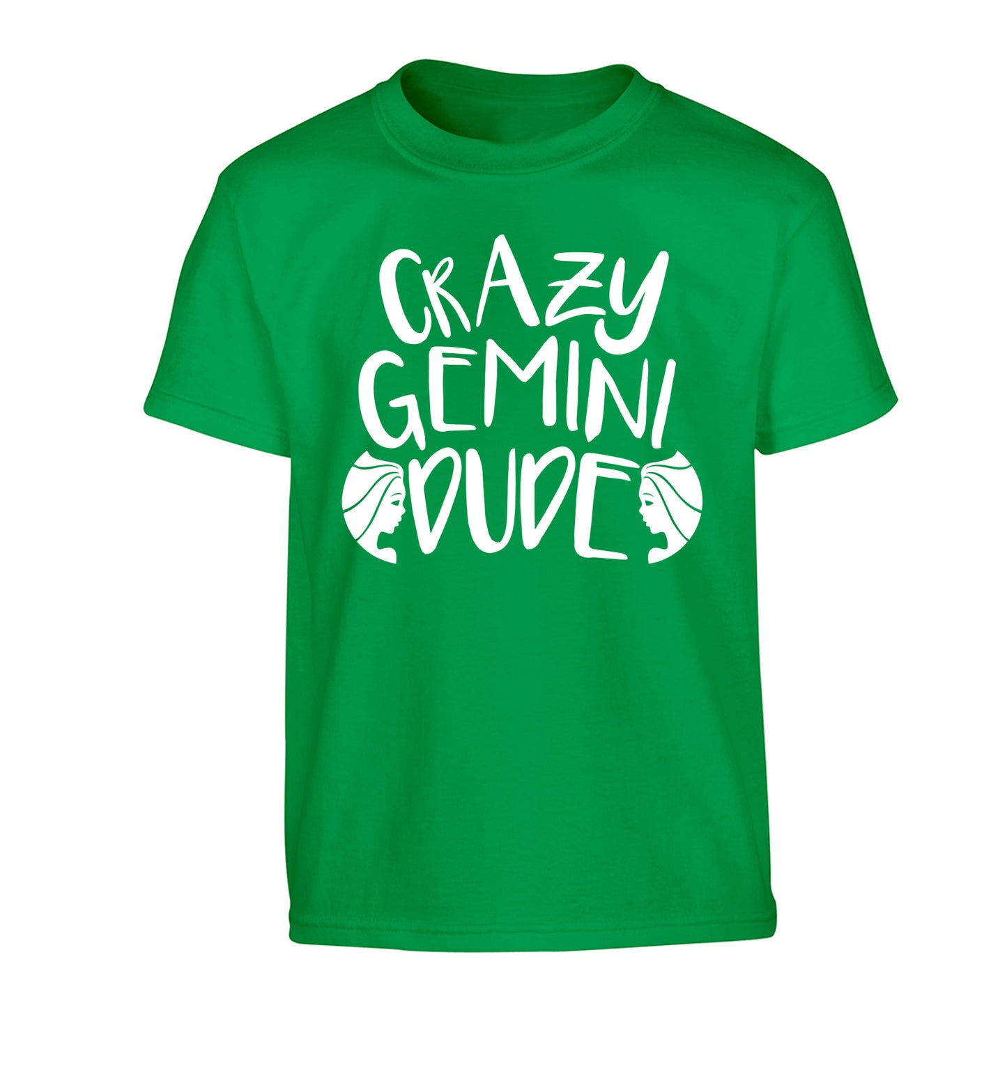 Crazy Gemini dude Children's green Tshirt 12-13 Years