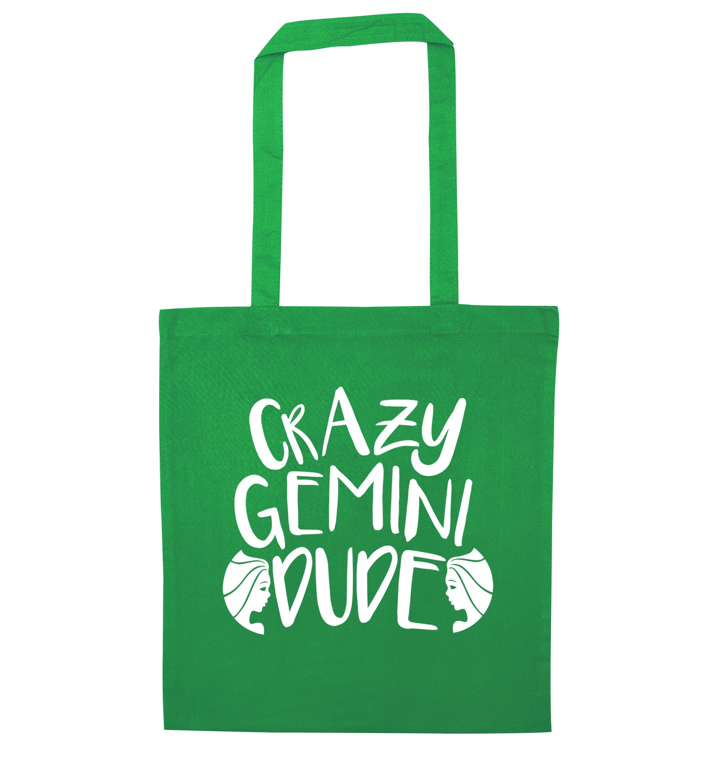 Crazy Gemini dude green tote bag