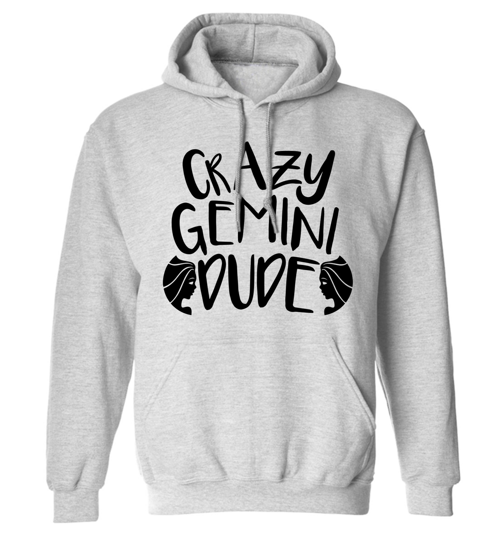 Crazy Gemini dude adults unisex grey hoodie 2XL