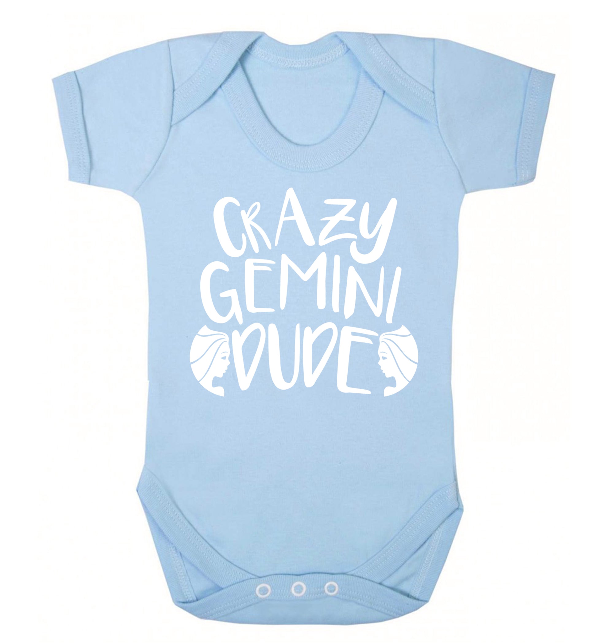 Crazy Gemini dude Baby Vest pale blue 18-24 months
