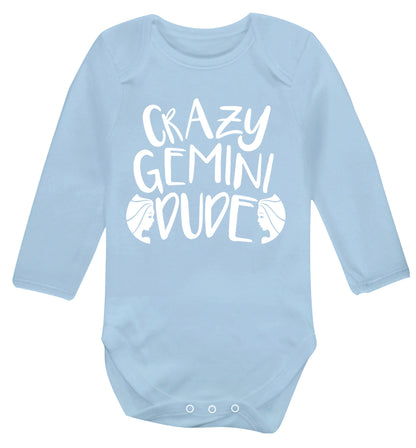 Crazy Gemini dude Baby Vest long sleeved pale blue 6-12 months