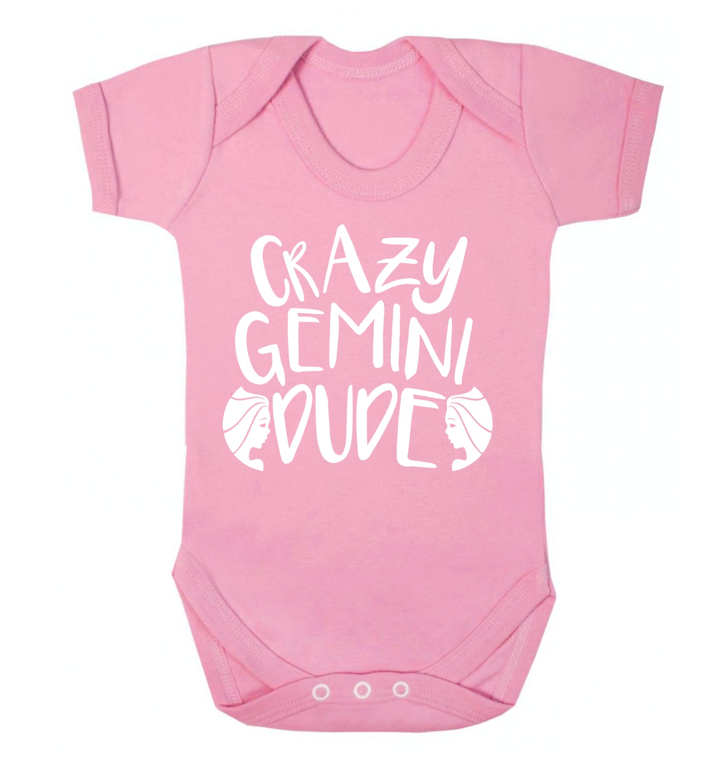 Crazy Gemini dude Baby Vest pale pink 18-24 months