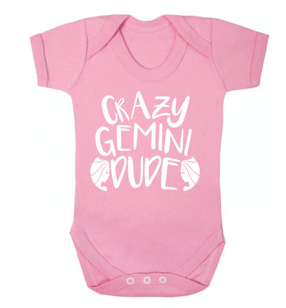 Crazy Gemini dude Baby Vest pale pink 18-24 months