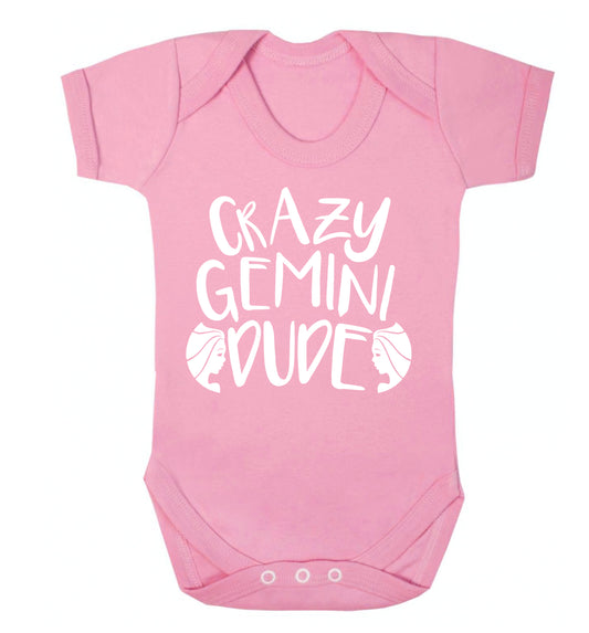 Crazy Gemini dude Baby Vest pale pink 18-24 months