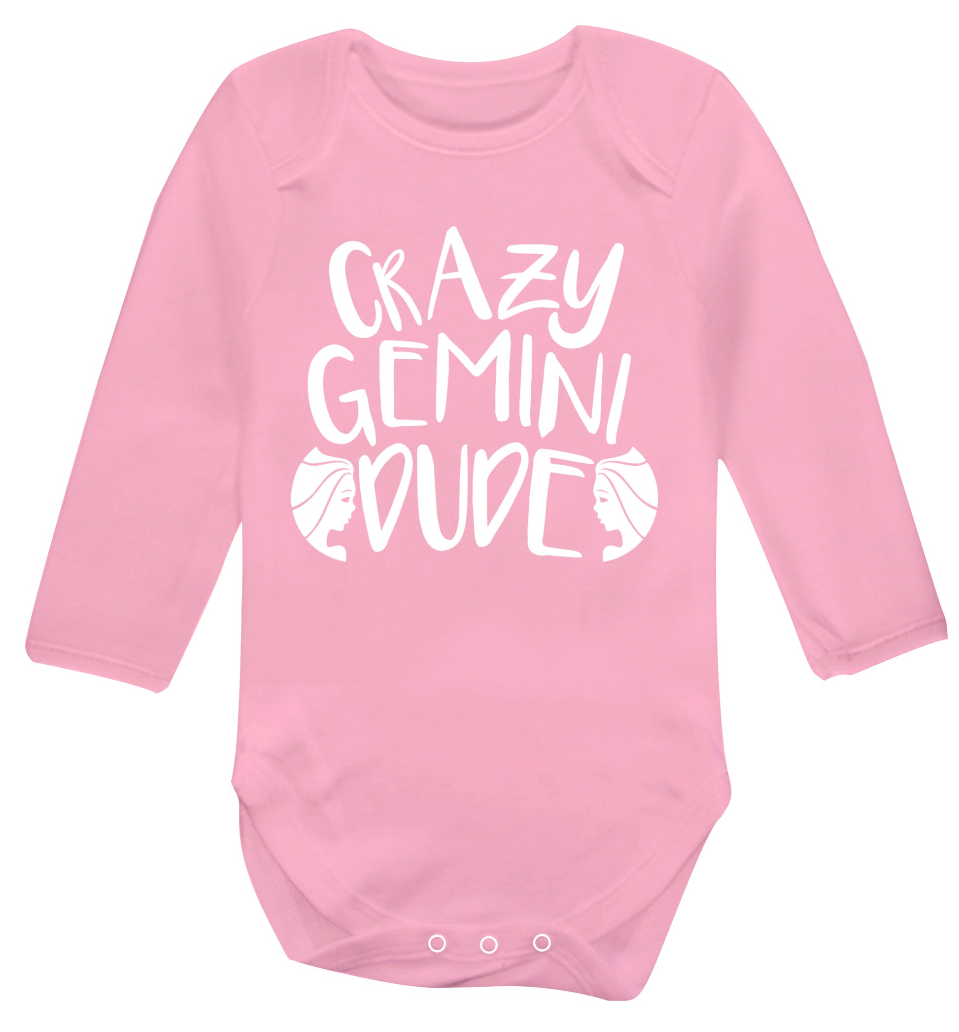 Crazy Gemini dude Baby Vest long sleeved pale pink 6-12 months