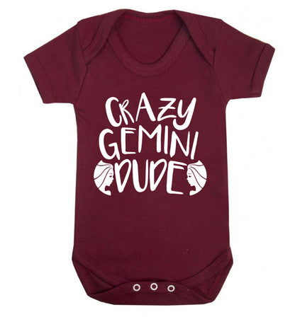 Crazy Gemini dude Baby Vest maroon 18-24 months