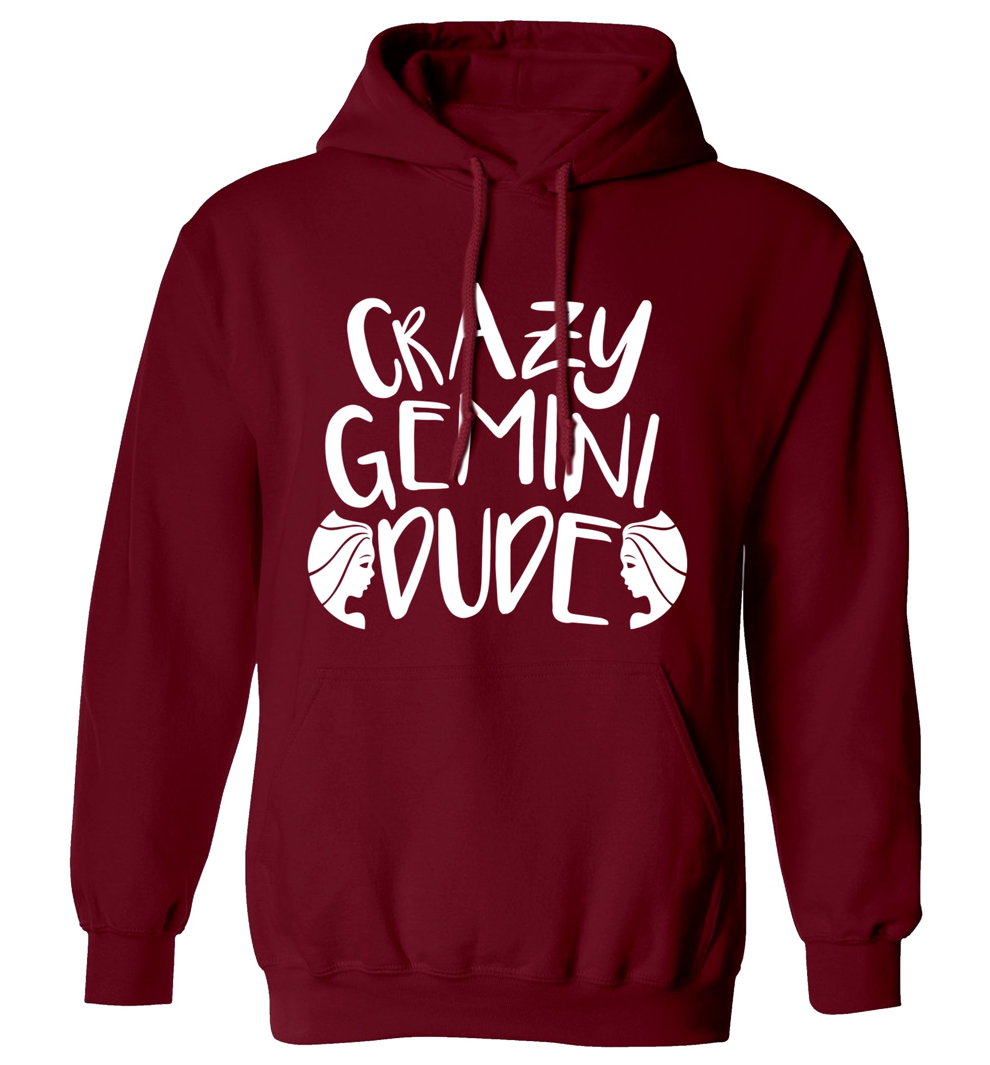 Crazy Gemini dude adults unisex maroon hoodie 2XL