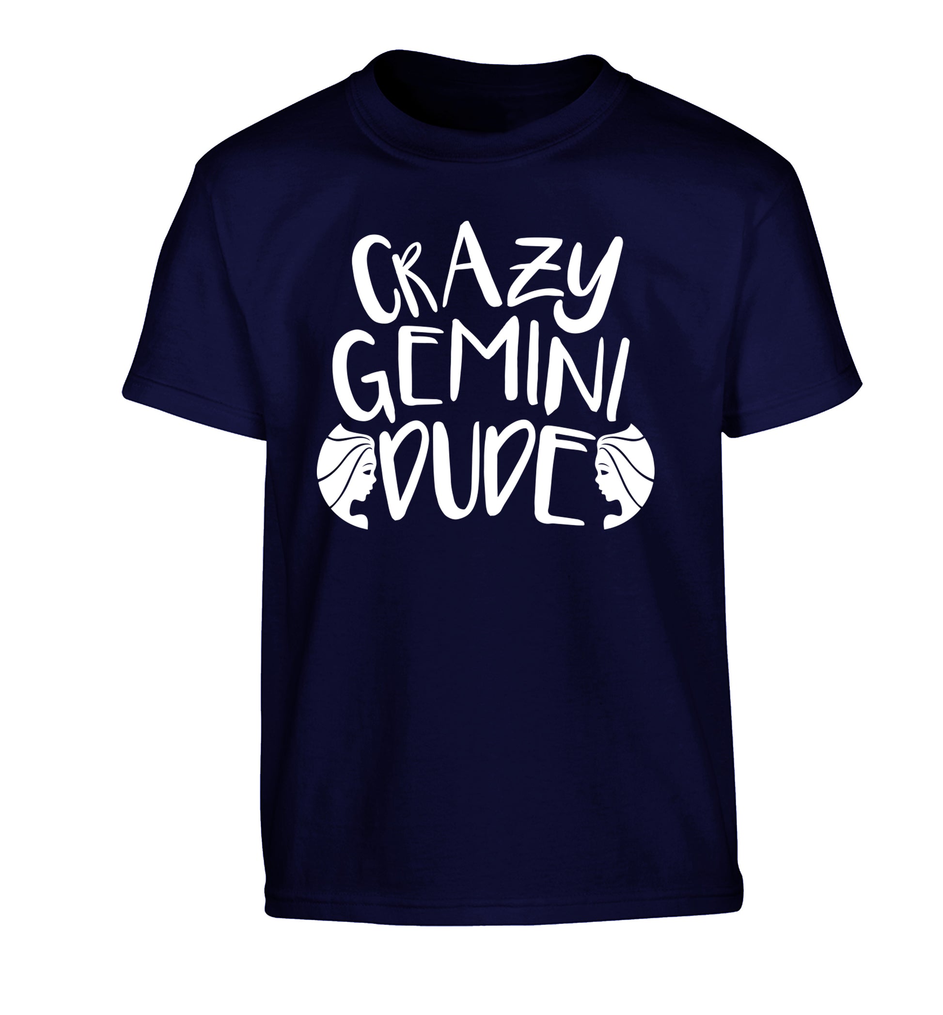 Crazy Gemini dude Children's navy Tshirt 12-13 Years