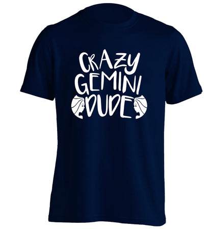 Crazy Gemini dude adults unisex navy Tshirt 2XL