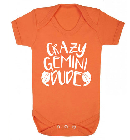 Crazy Gemini dude Baby Vest orange 18-24 months
