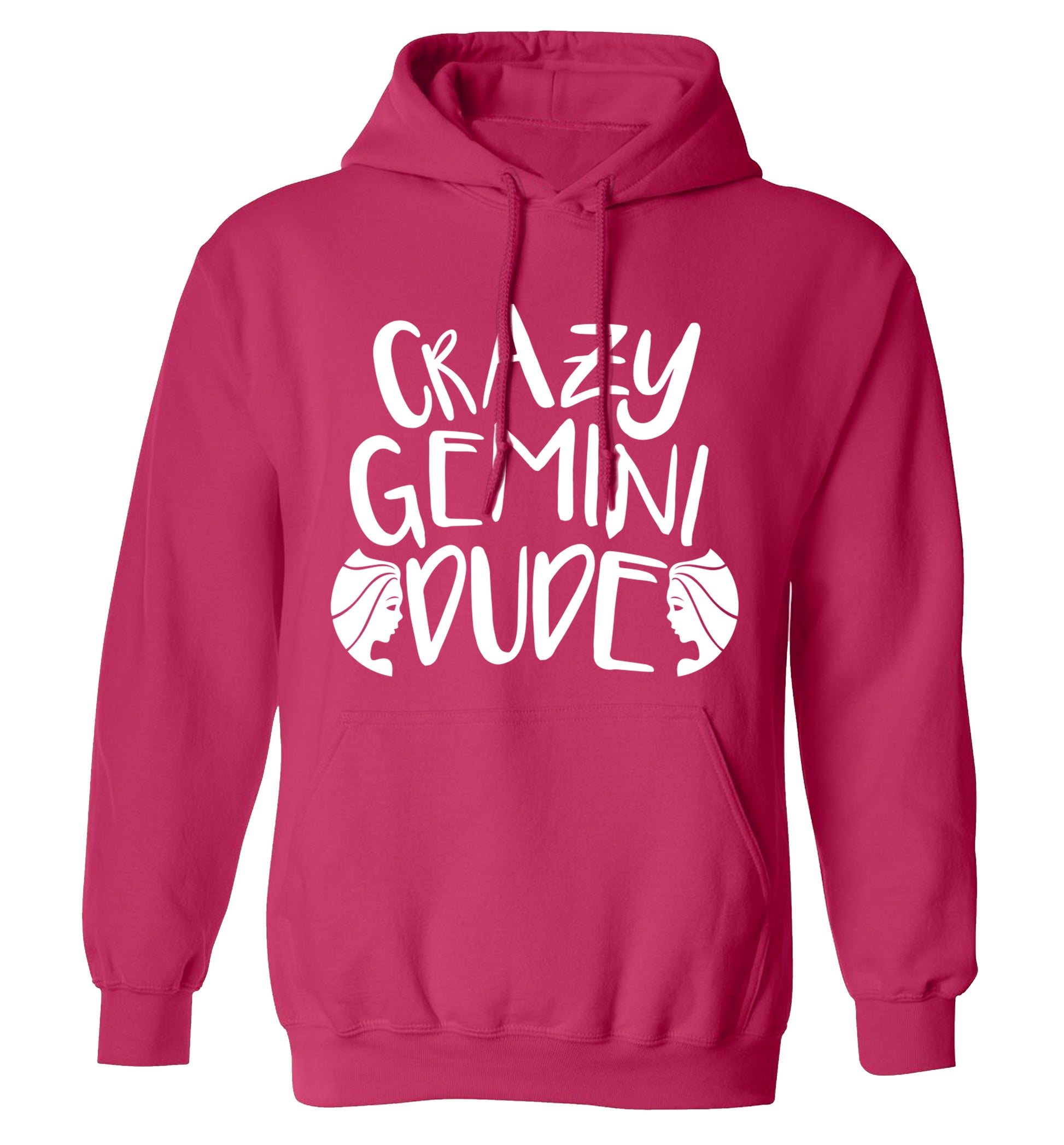 Crazy Gemini dude adults unisex pink hoodie 2XL