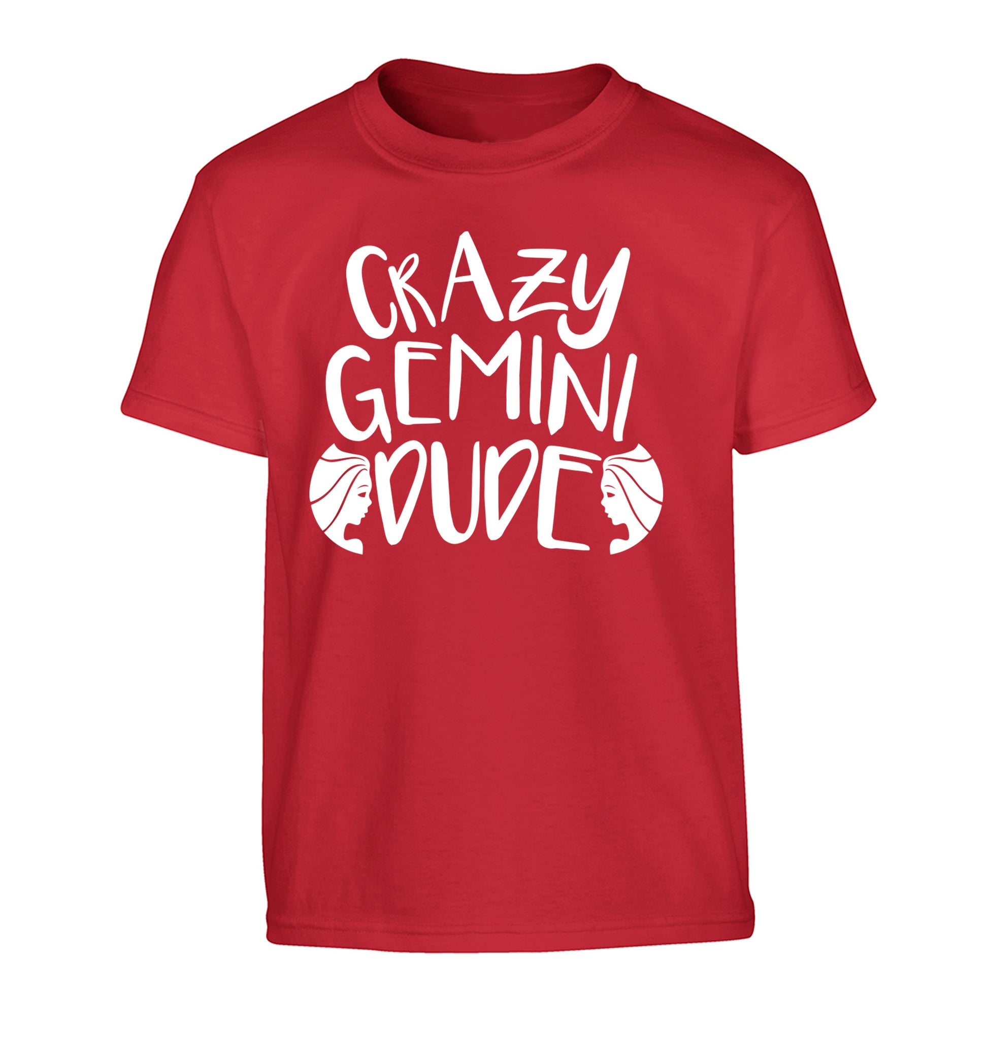 Crazy Gemini dude Children's red Tshirt 12-13 Years