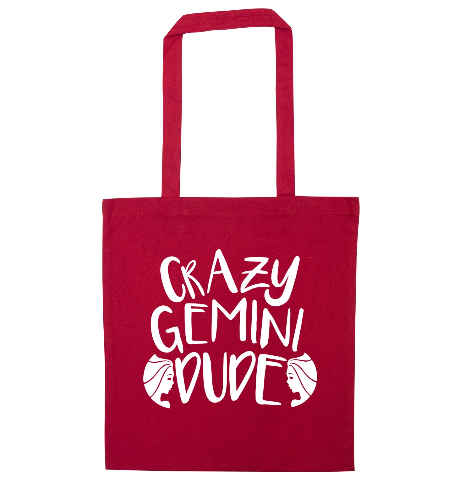 Crazy Gemini dude red tote bag