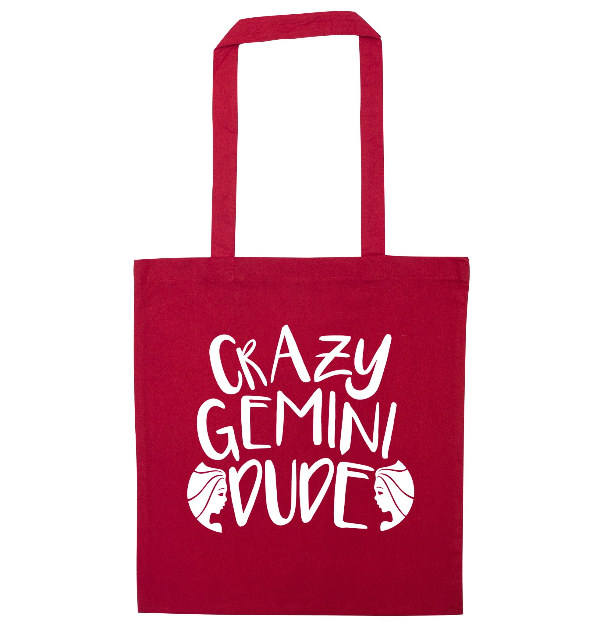 Crazy Gemini dude red tote bag