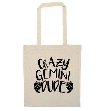 Crazy Gemini dude natural tote bag