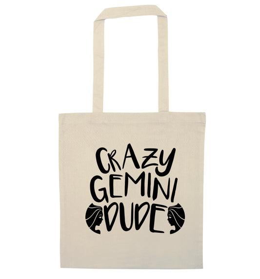 Crazy Gemini dude natural tote bag