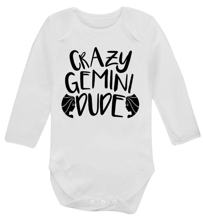 Crazy Gemini dude Baby Vest long sleeved white 6-12 months
