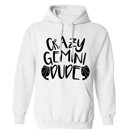 Crazy Gemini dude adults unisex white hoodie 2XL