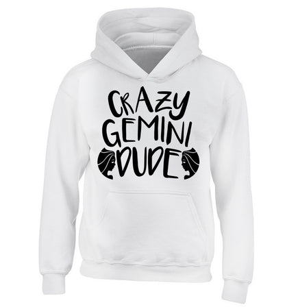Crazy Gemini dude children's white hoodie 12-13 Years