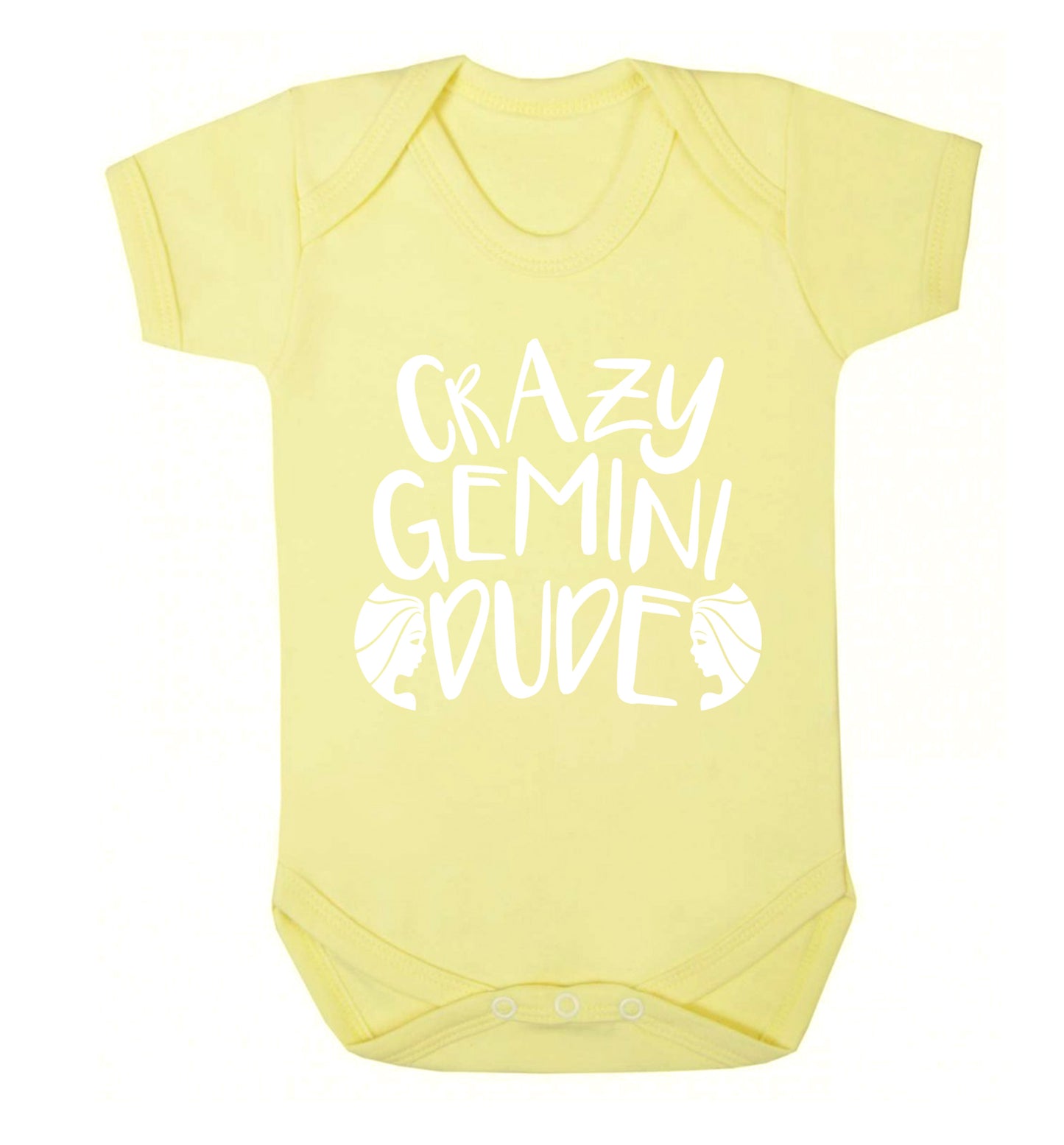 Crazy Gemini dude Baby Vest pale yellow 18-24 months
