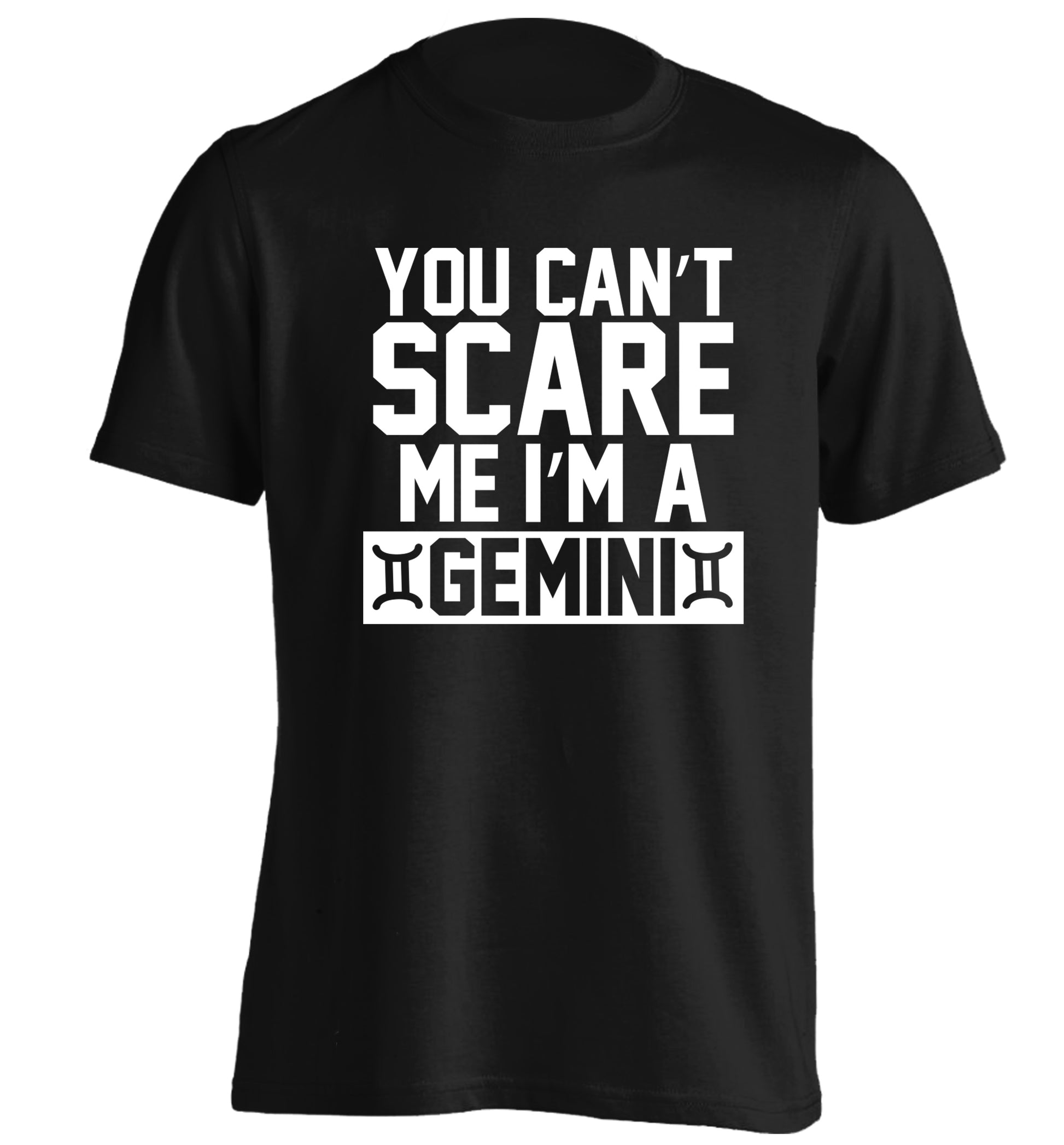 You can't scare me I'm a Gemini adults unisex black Tshirt 2XL